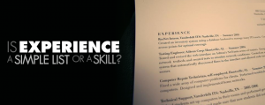 Is Experience listed on a resume a simple list?